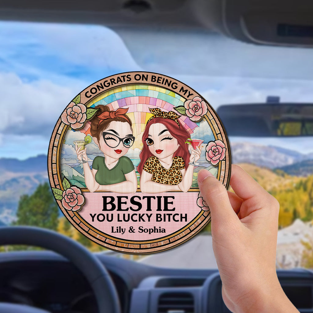 Congrats On Being My Bestie - Personalized Car Visor Clip