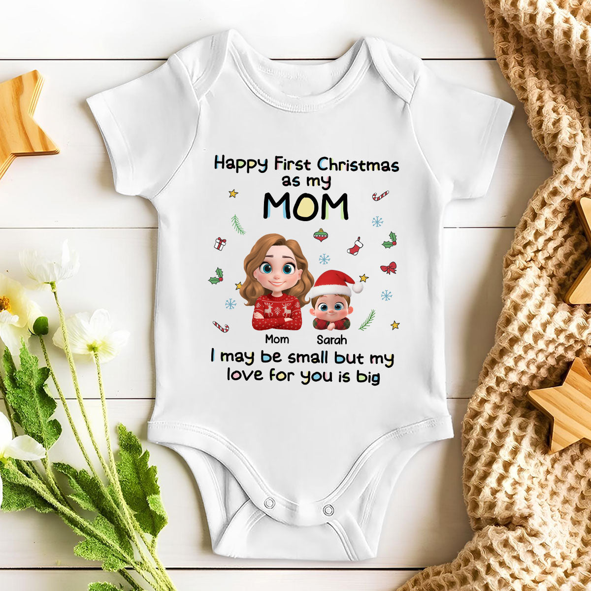 First Christmas With Mom - Personalized Baby Onesie