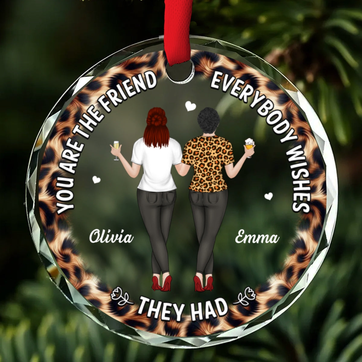 Custom Friendship Christmas Ornament, Best Friend Gift •  You Make Life Better - Personalized Glass Ornament