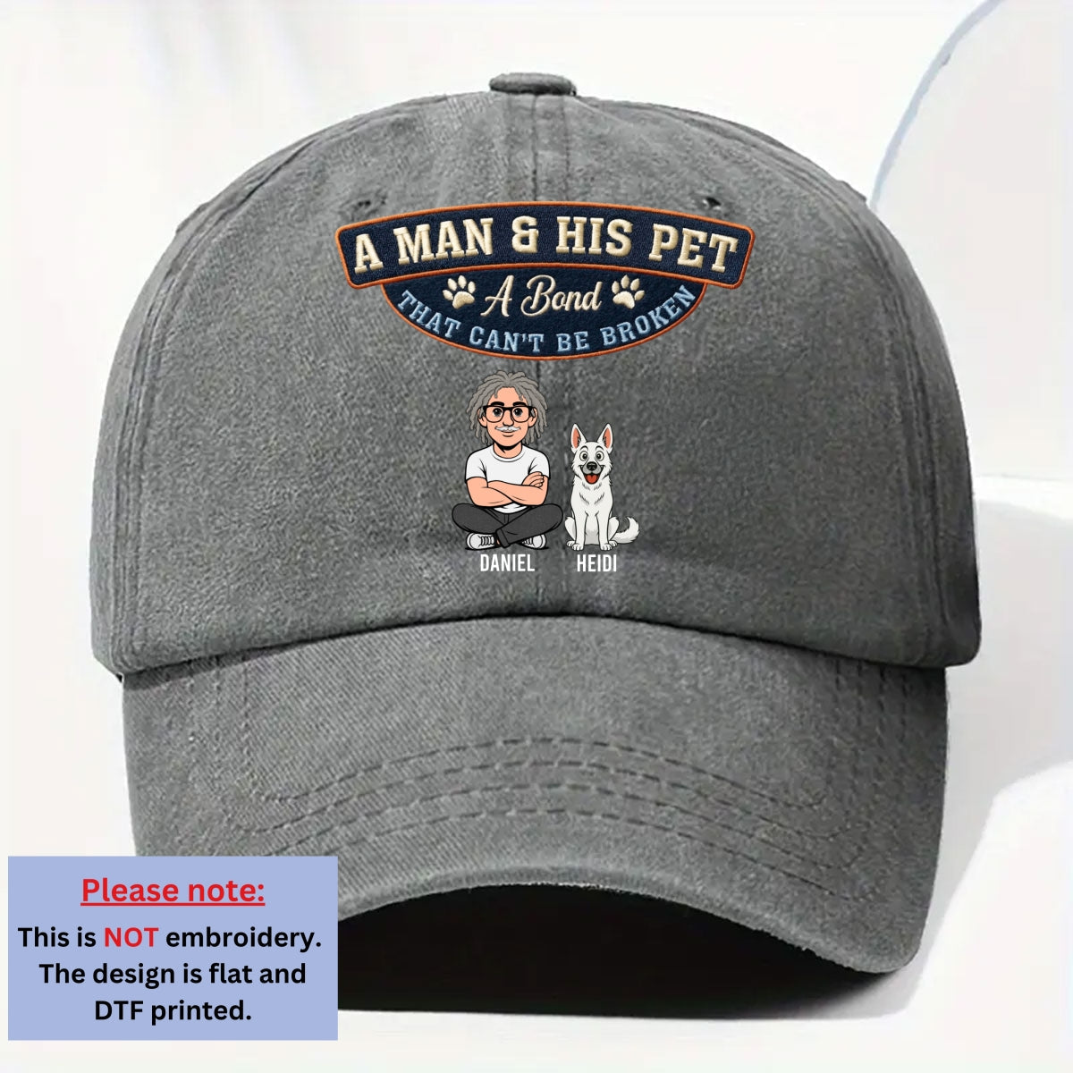 Custom Christmas Headwear Birthday Gifts for Pet Parents • Forever My Pets - Personalized Vintage Washed Denim Cap