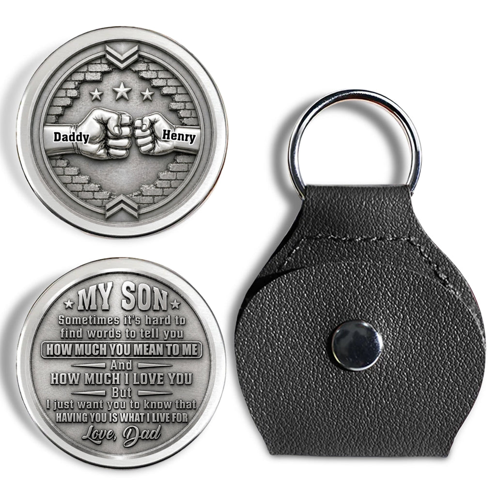 Custom Coin Keychain for Son, Father's Day Birthday Gifts • For My Son - Personalized Pocket Hug