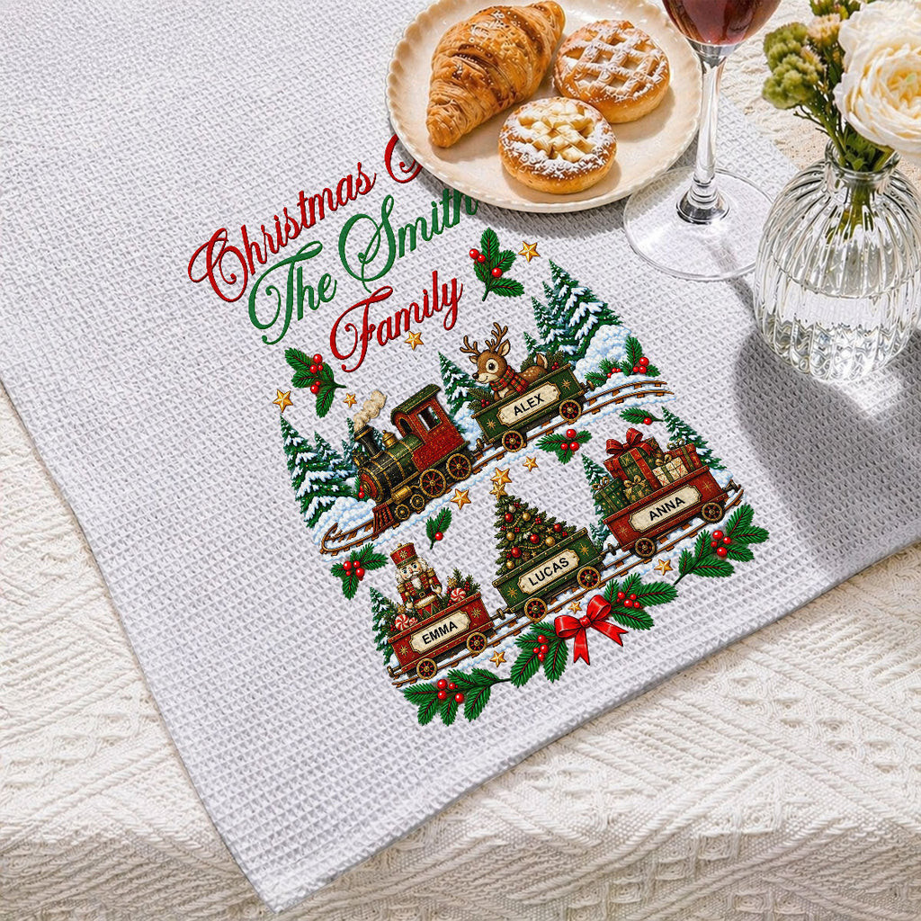 Custom Family Name Kitchen Towel, Christmas Housewarming Gift For Family • Christmas At Home - Personalized Kitchen Towel