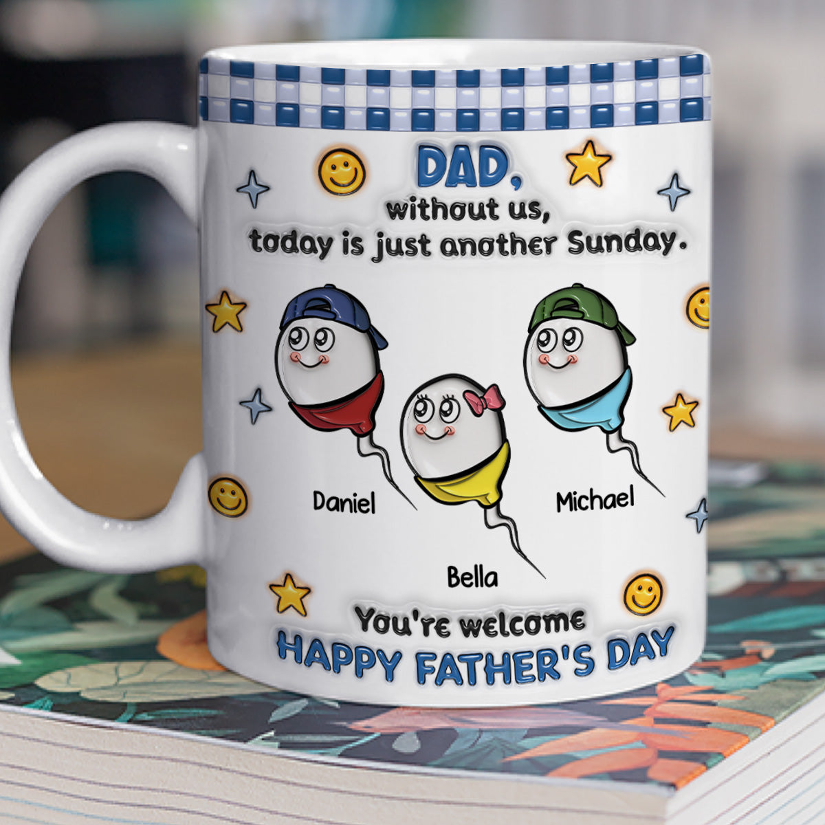 Custom Father's Day, Special Gift for Dad & Grandpa • Without Me - Personalized 3D Effect Coffee Mug