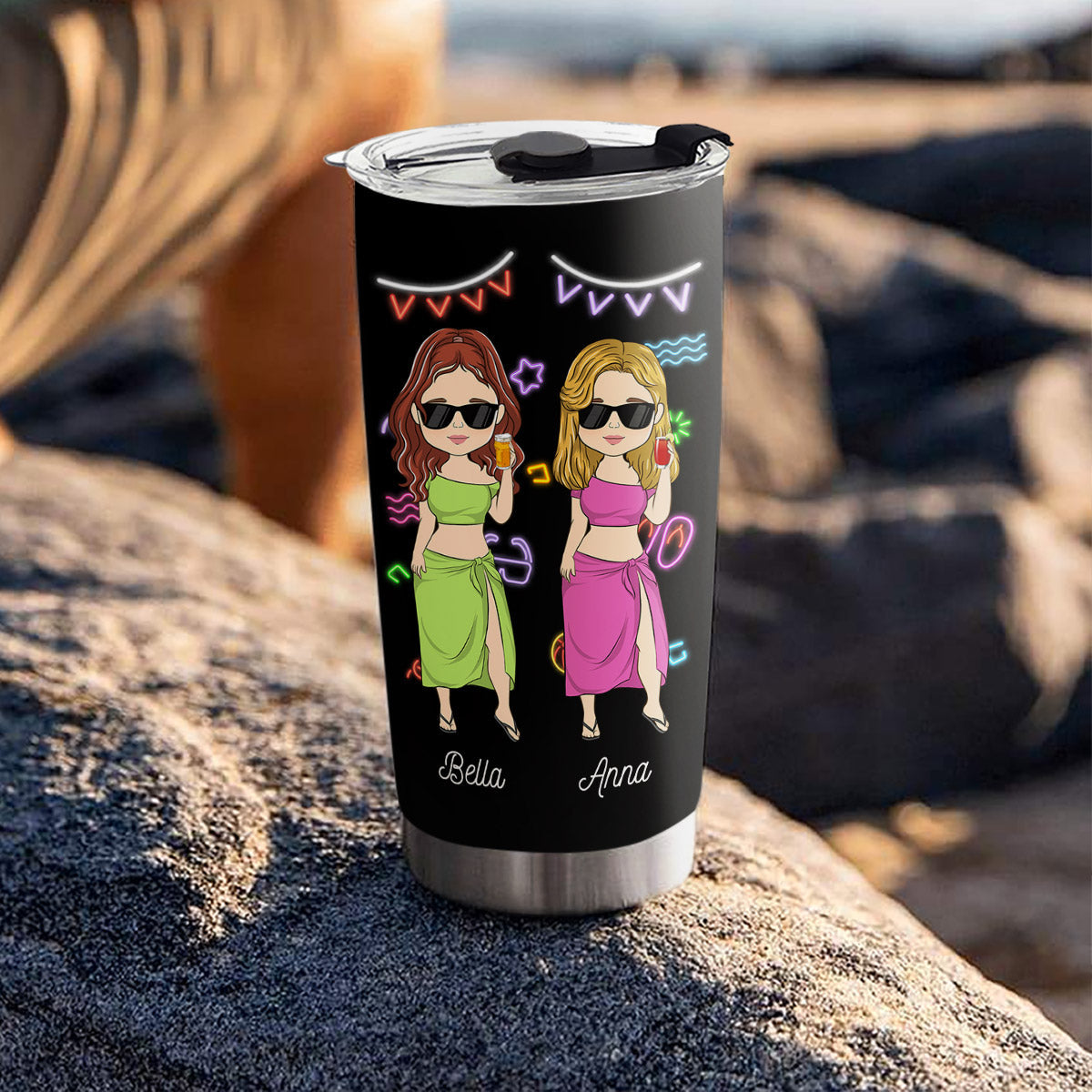 Beaches With Besties - Personalized Tumbler