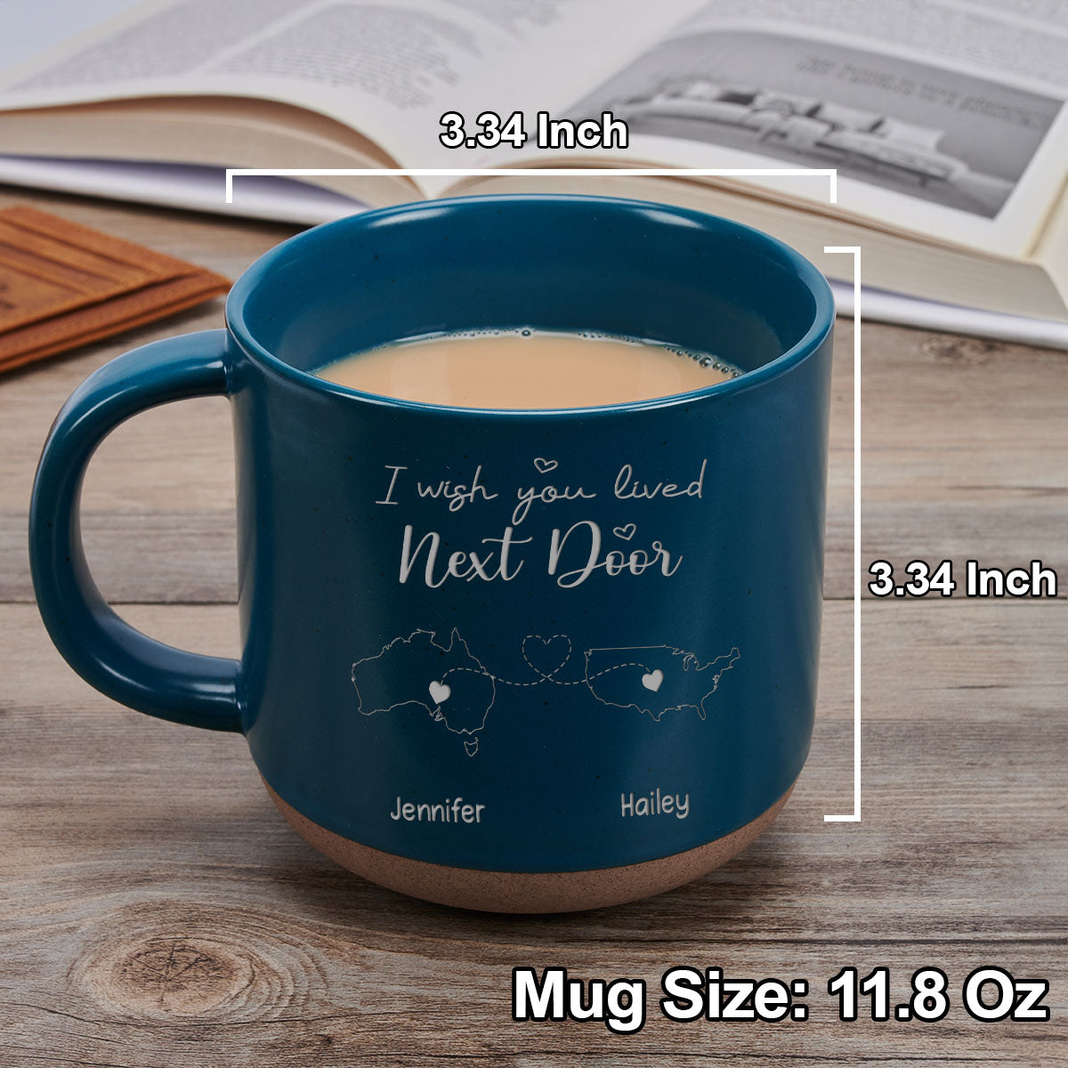 Custom Best Friend, Christmas & Birthday Friendship Keepsake Gift • I Wish We Lived Close International - Personalized Engraved Pottery Mug