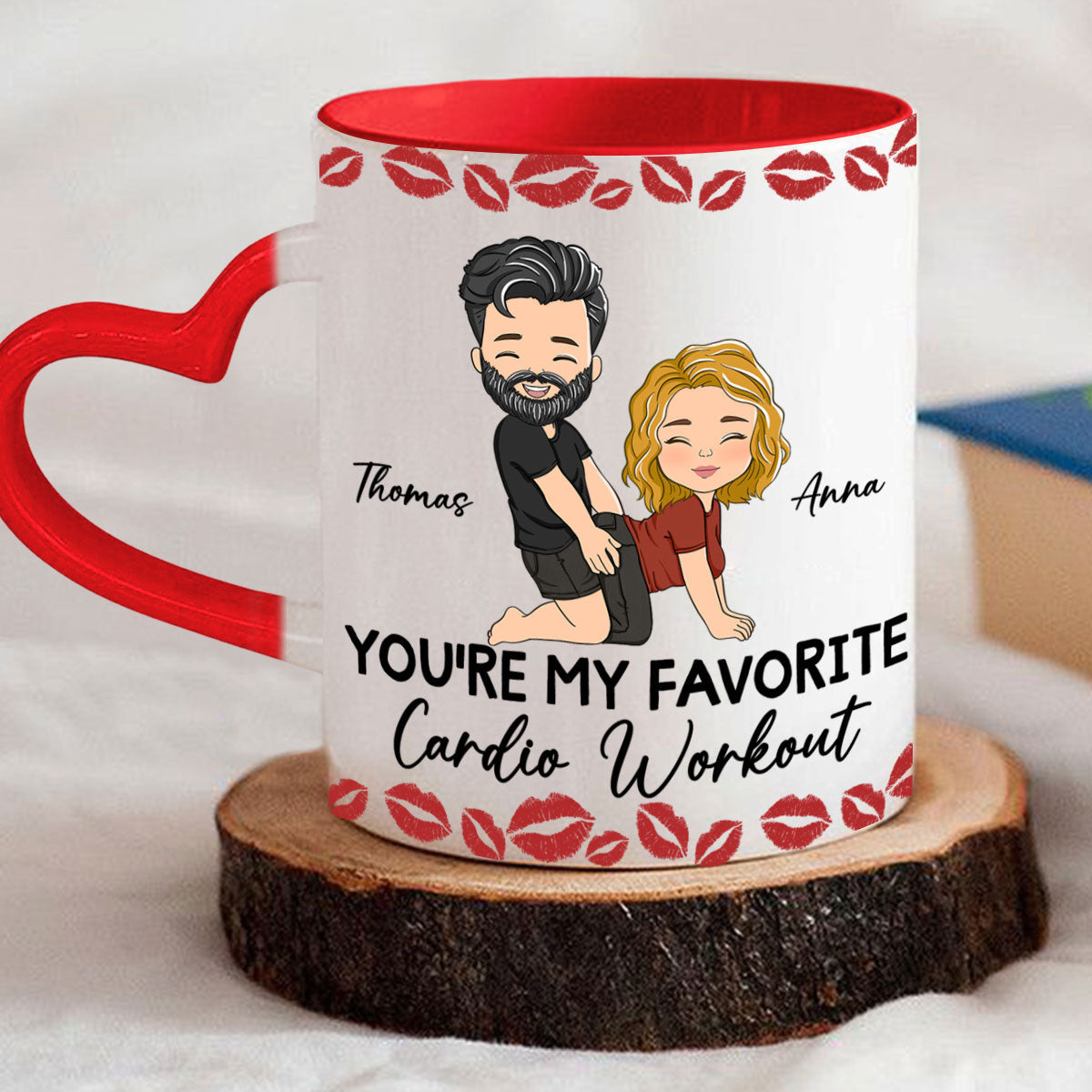 Custom Anniversary Keepsake Gifts For Couple • Favorite Cardio - Personalized Heart Handle Mug