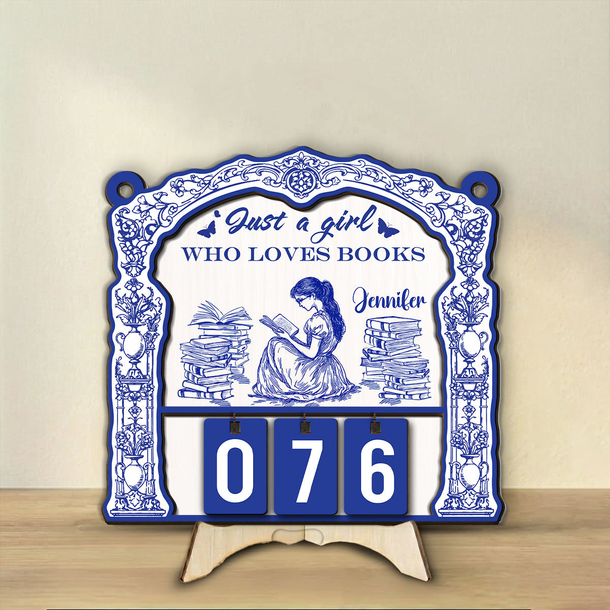 Custom Christmas Hanging Decor, Birthday Housewarming Gift For Book Lovers • Just A Girl Who Loves s - Personalized Tracker Sign