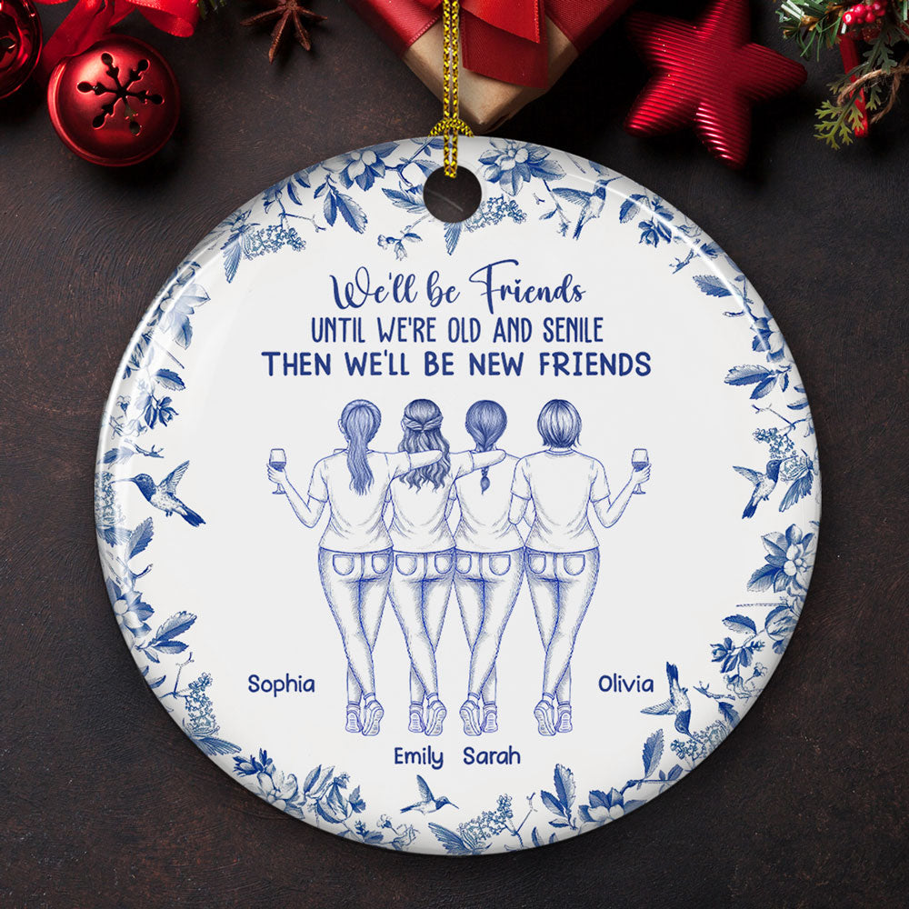 Custom Friendship Christmas Ornament, Best Friend Gift •  From Now Until Always - Personalized Ceramic Ornament