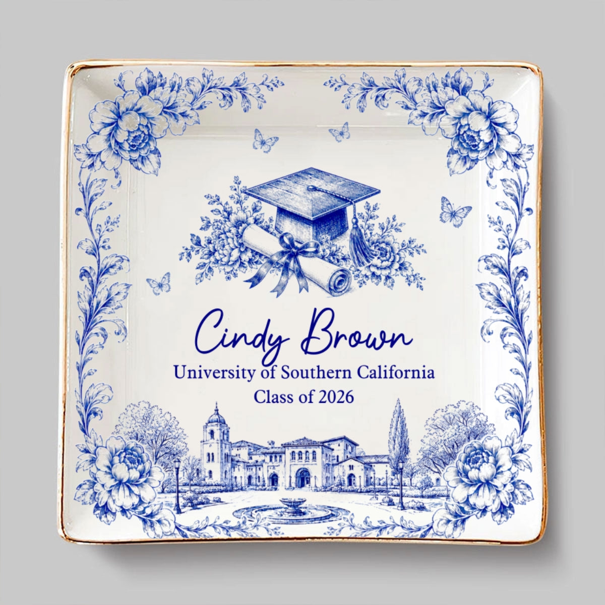 Custom Class of 2026 Trinket Dish, Graduation Gift For Her • Class of 2026 - Personalized Jewelry Dish