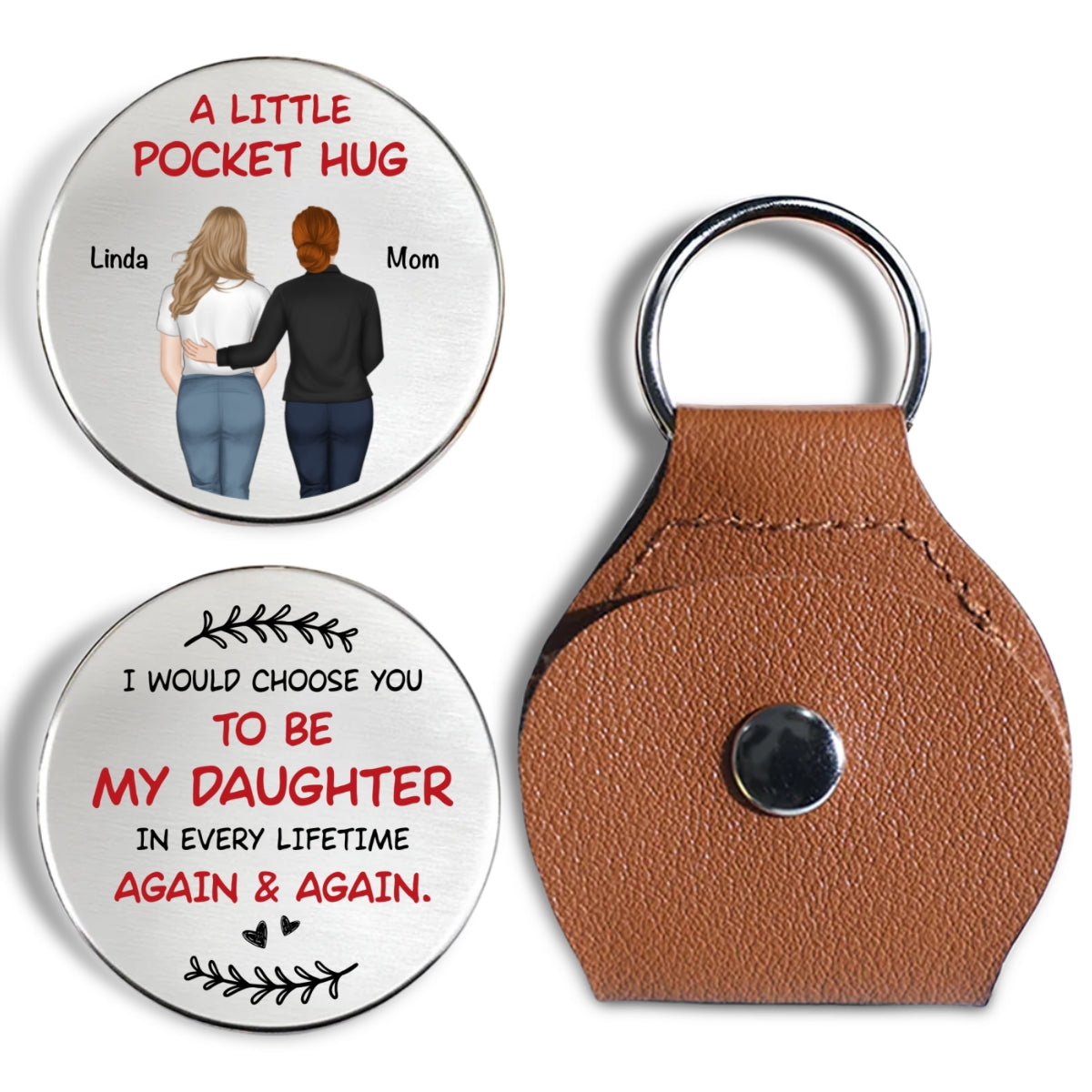 Custom Coin Keychain for Son, Father's Day Birthday Gifts • Again And Again - Personalized Pocket Hug