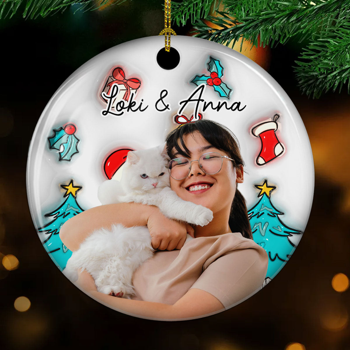 Custom Photo Keepsake Christmas Ornament • Santa Is Coming To Us Photo - Personalized 3D Inflated Effect Ceramic Ornament