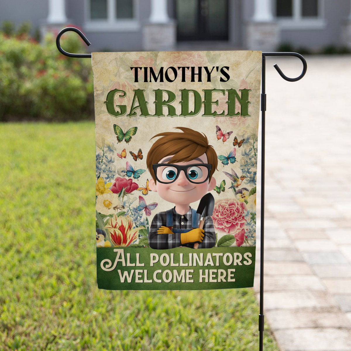 Welcome Here All Pollinators - Personalized Flag