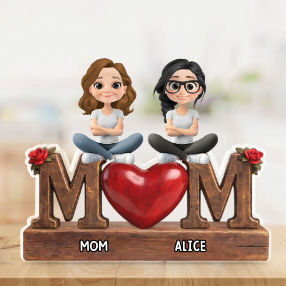 Custom Mother's Day Decor, Gift for Mom & Grandma • Safe in Mom Arms - Personalized Acrylic Plaque