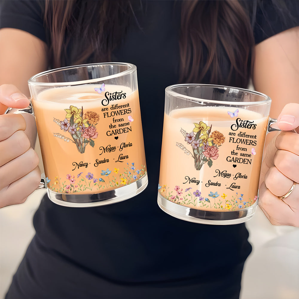 Custom Christmas & Birthday Gift For Sister • Floral Sisters Forever - Personalized Glass Mug