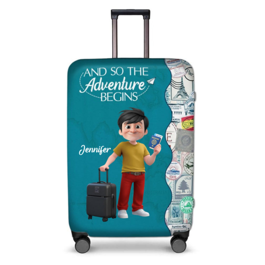 Wanderlust World Map - Personalized Luggage Cover