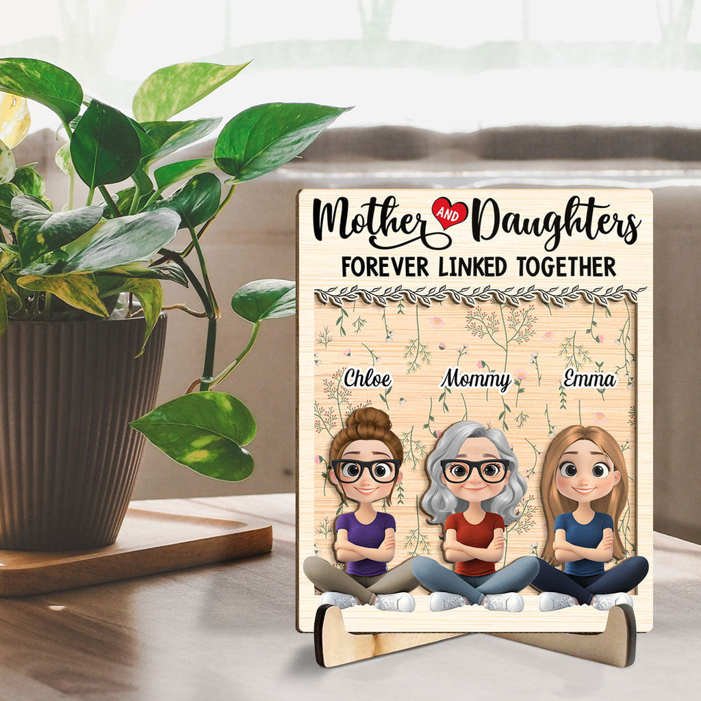Custom Decor for Mom, Special Gift for Mother • Mom And Daughter Together Version 2 - Personalized Wooden Plaque
