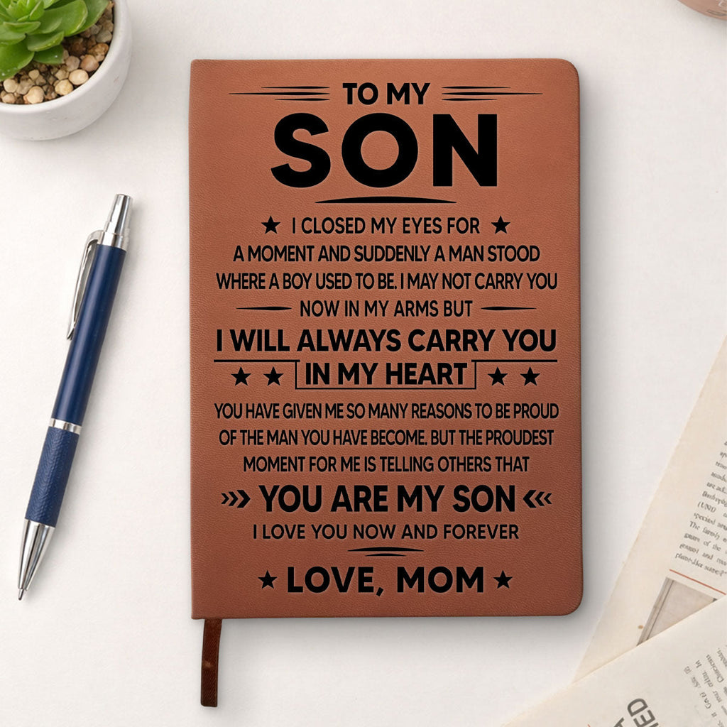 Custom Stationery Gifts For Son • I Will Always Carry You - Personalized Leather Journal