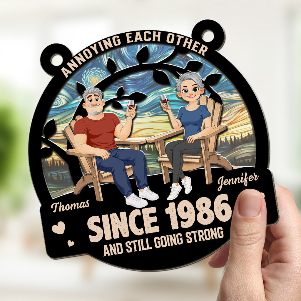 Custom Couple Hanging Decor, Anniversary Valentine's Day Gifts • Everlasting Love - Personalized Suncatcher