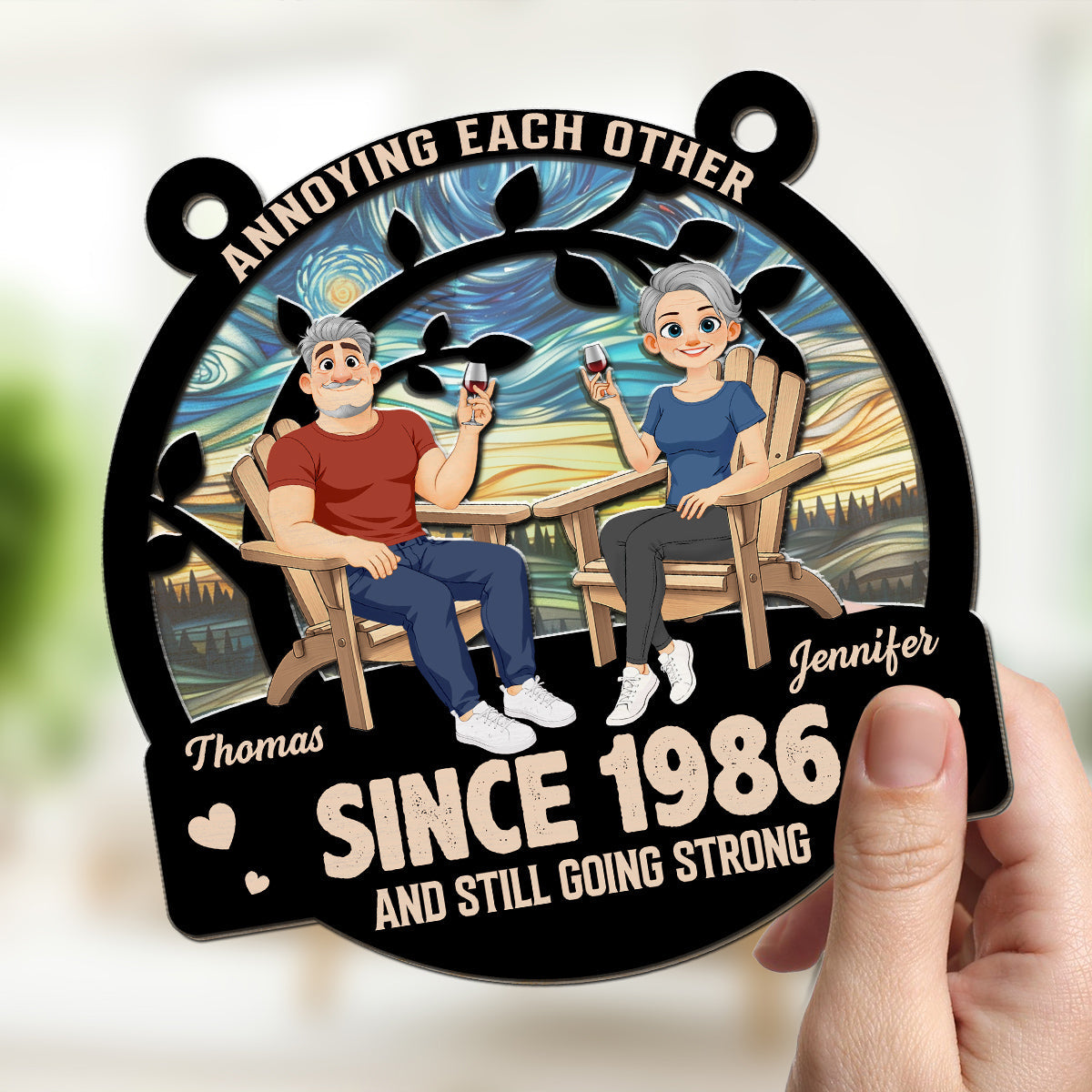 Custom Couple Hanging Decor, Anniversary Valentine's Day Gifts • Everlasting Love - Personalized Suncatcher