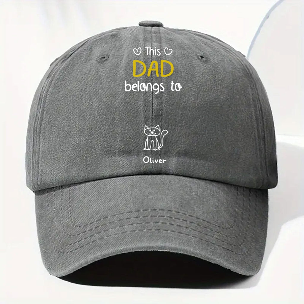 Custom Christmas Headwear Birthday Gifts for Dad • This Daddy Belongs To Us - Personalized Vintage Washed Denim Cap