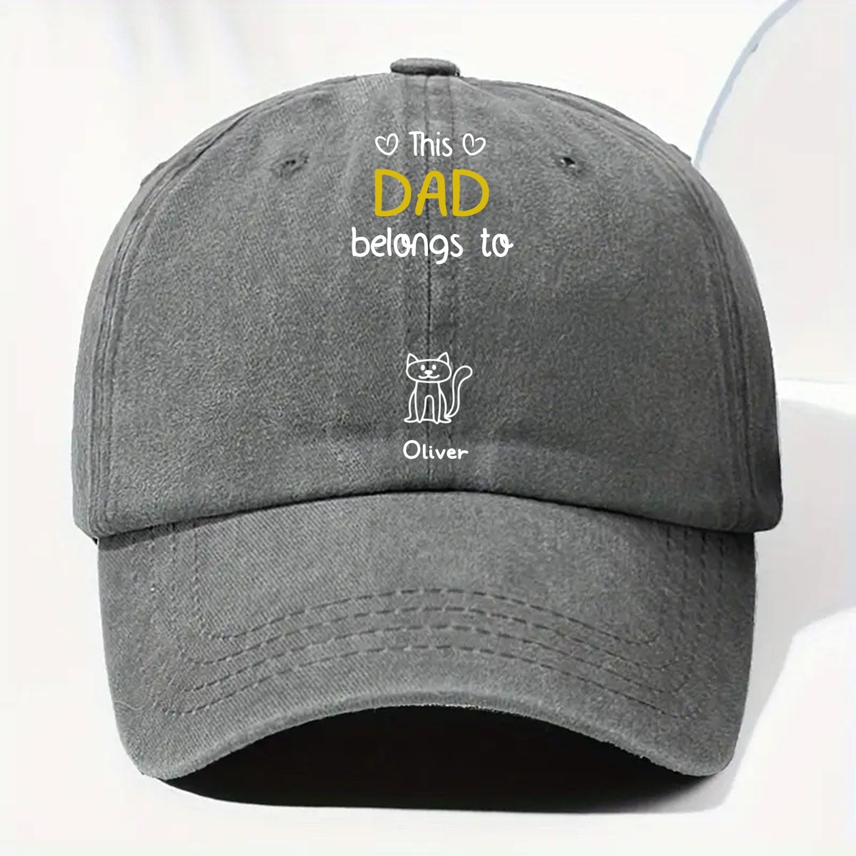 Custom Christmas Headwear Birthday Gifts for Dad • This Daddy Belongs To Us - Personalized Vintage Washed Denim Cap
