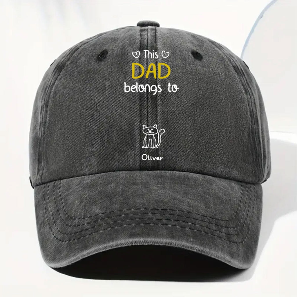 Custom Christmas Headwear Birthday Gifts for Dad • This Daddy Belongs To Us - Personalized Vintage Washed Denim Cap