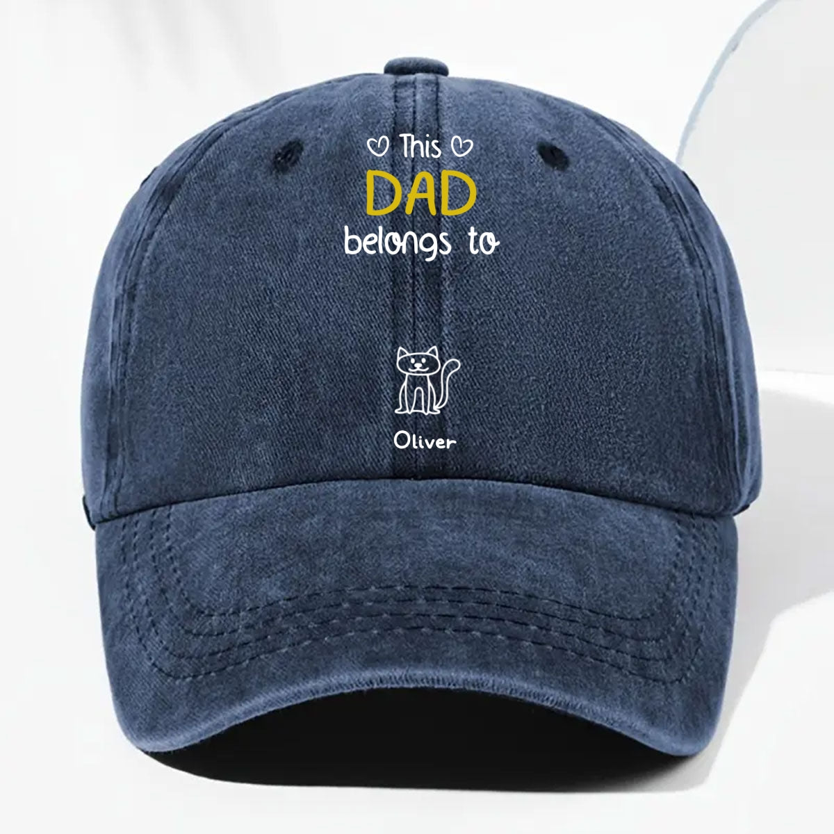 Custom Christmas Headwear Birthday Gifts for Dad • This Daddy Belongs To Us - Personalized Vintage Washed Denim Cap