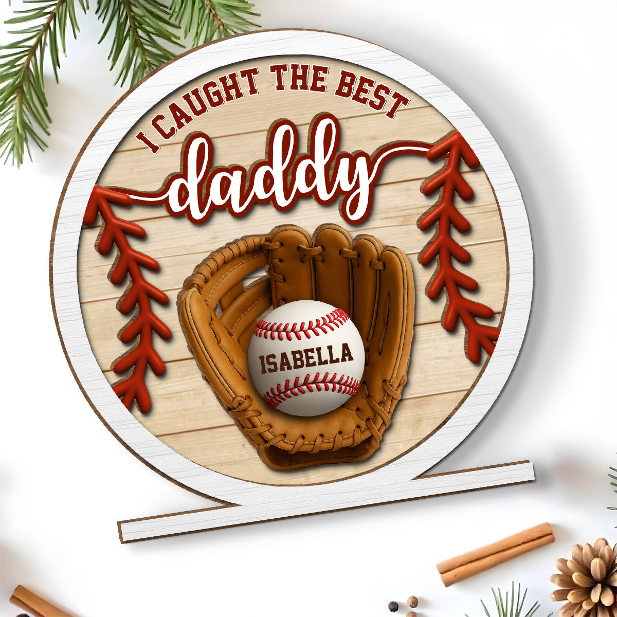 Custom Father's Day Decor, Gift for Dad & Grandpa • Daddy Team - Personalized 2-Layer Wood Plaque With Flat