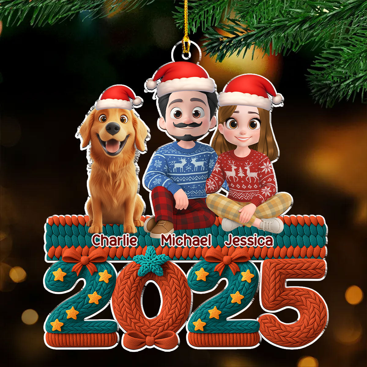 Custom Keepsake Christmas Ornament •  Jolly Year - Personalized 3D Effect Acrylic Ornament