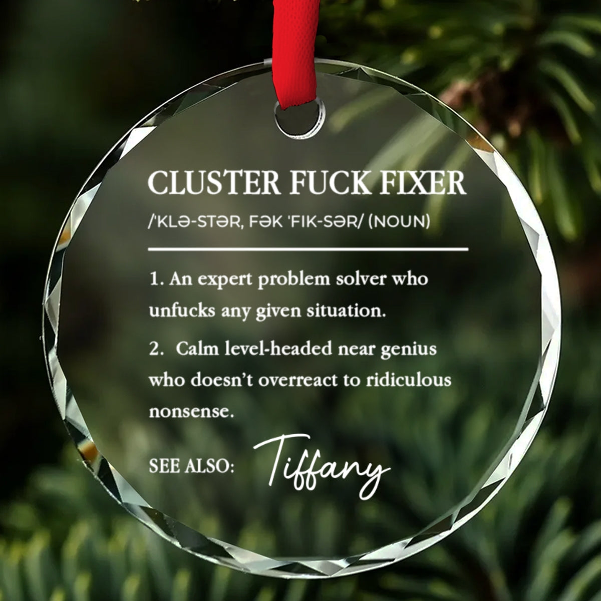 Custom Keepsake Christmas Ornament •  Cluster Fixer - Personalized Glass Ornament