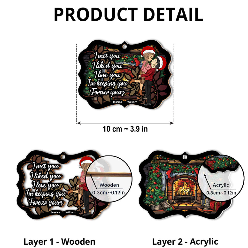 Custom Couple Christmas Ornament, Anniversary Gift •  Meet And Love- Personalized Suncatcher Ornament