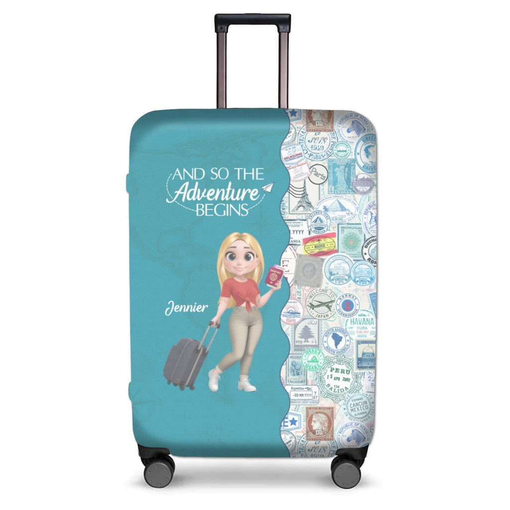Wanderlust World Map - Personalized Luggage Cover