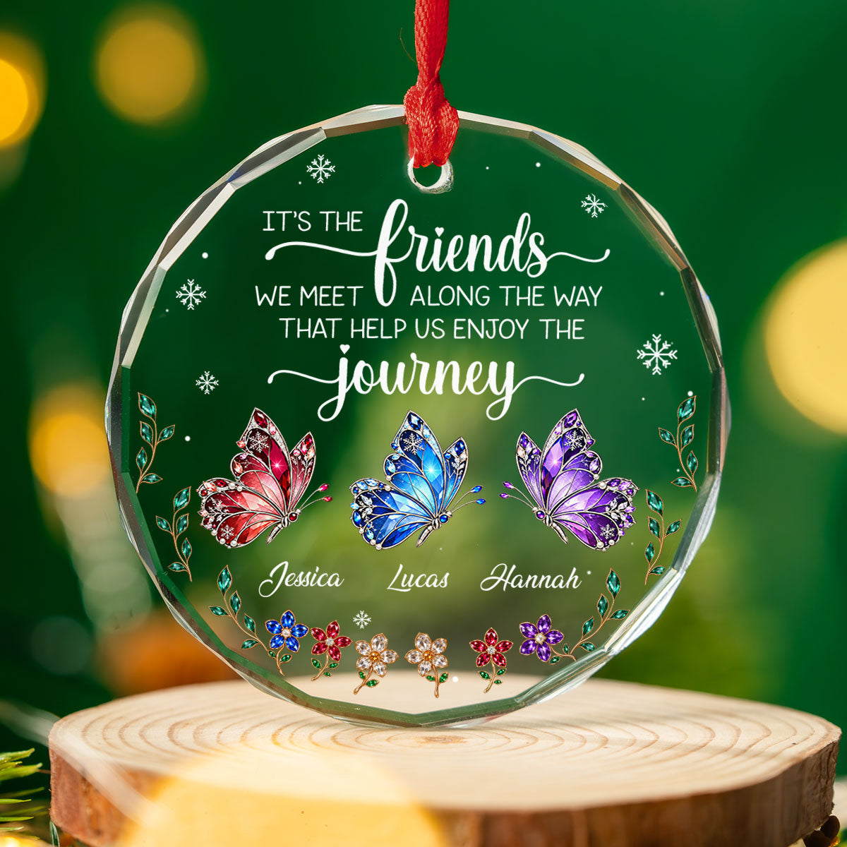 Custom Friendship Christmas Ornament, Best Friend Gift •  Our Journey - Personalized Glass Ornament
