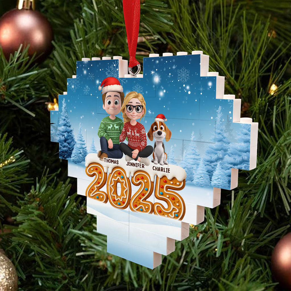 Custom Family Ornament, Christmas Gift for Family Members •  Ginger Family - Personalized 3D Effect Heart Puzzle Ornament