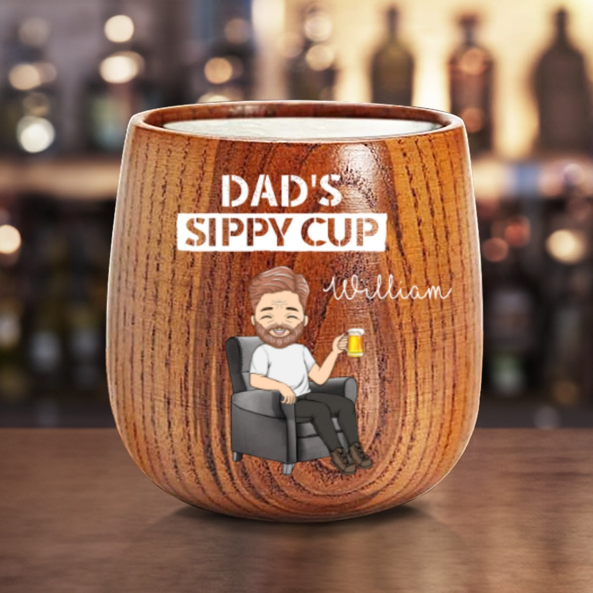 Daddy Grandpa Sippy Cup - Personalized Wooden Whiskey Glass