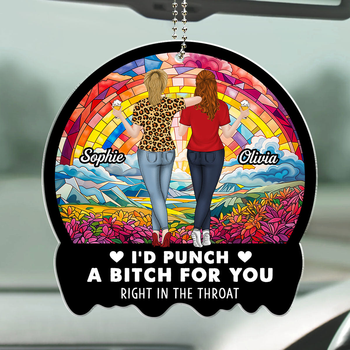 Punch Right In The Throat Bestie - Personalized Car Ornament