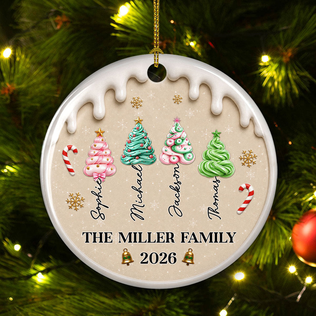 Custom Keepsake Christmas Ornament •  Christmas Tree 2026 - Personalized 3D Inflated Effect Ceramic Ornament