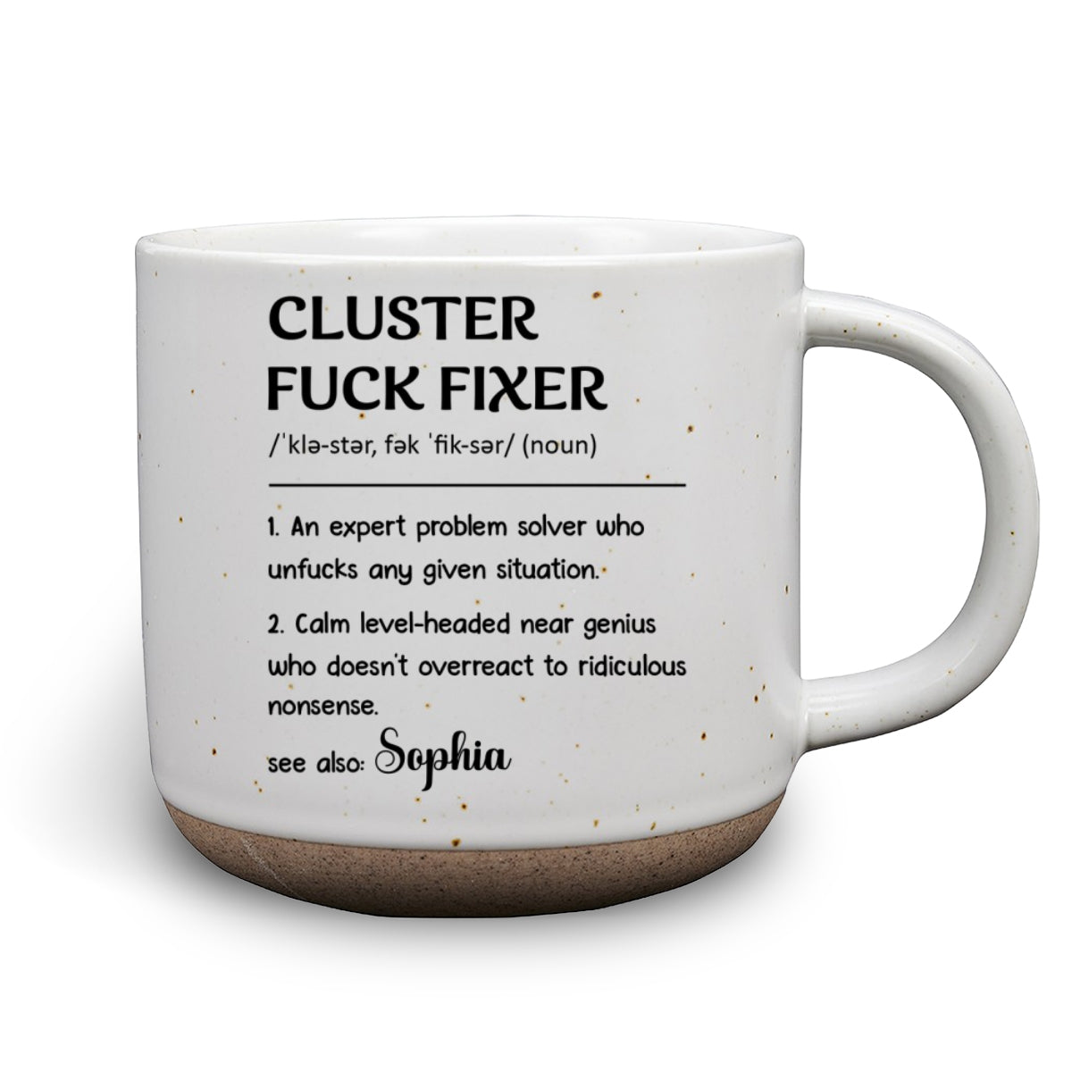 Custom Best Friend, Christmas & Birthday Friendship Keepsake Gift • Cluster Fixer Problem Solver - Personalized Pottery Mug