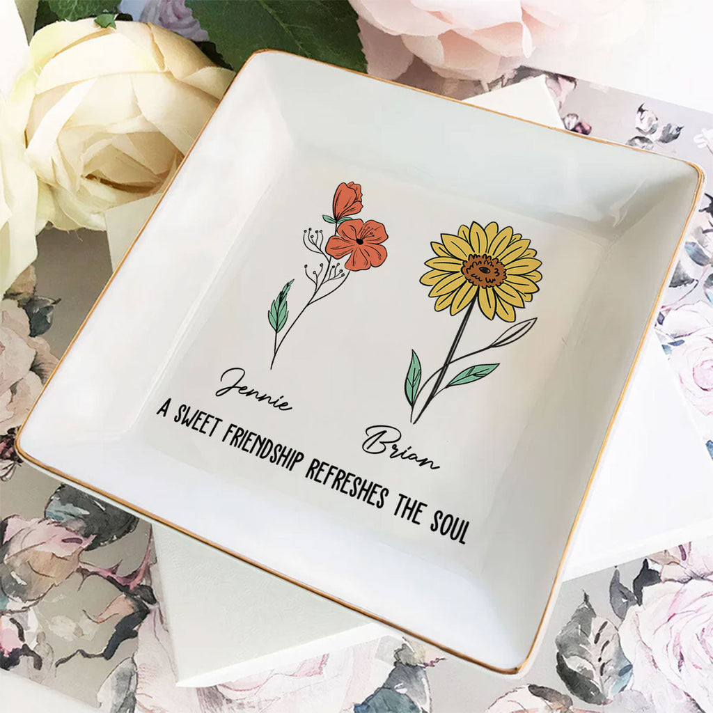 Custom Bestie Trinket Dish, Birthday Christmas Gift For Best Friend • Sweet Friendship - Personalized Jewelry Dish