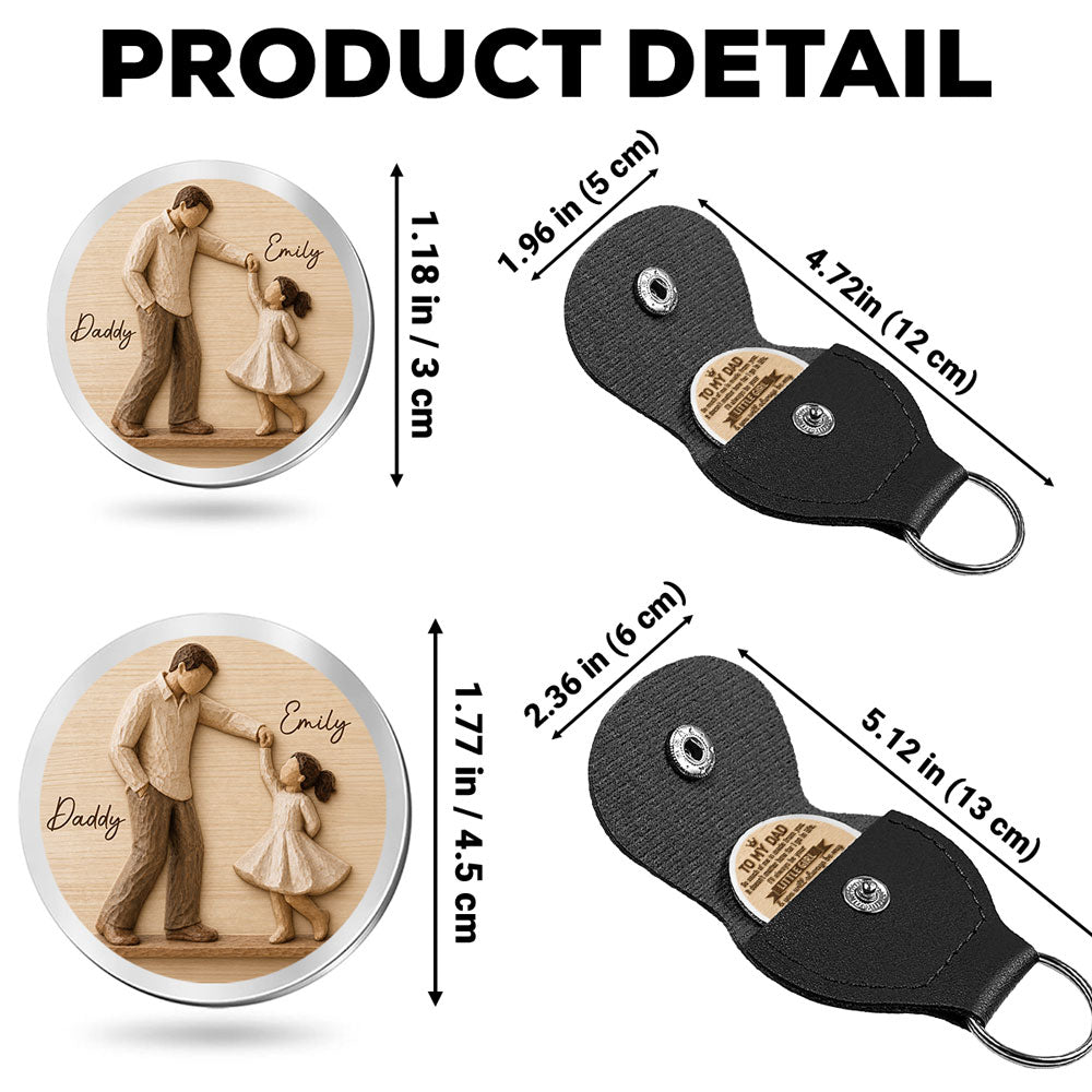 Custom Dad Coin Keychain, Father's Day Birthday Keepsake • Father And Daughter Dancing - Personalized Pocket Hug