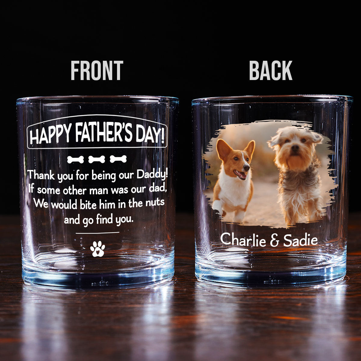 Custom Photo Christmas Birthday Drinkware Gifts for Dog Lovers • Pawsitively Lucky To Bark Photo - Personalized Whiskey Glass