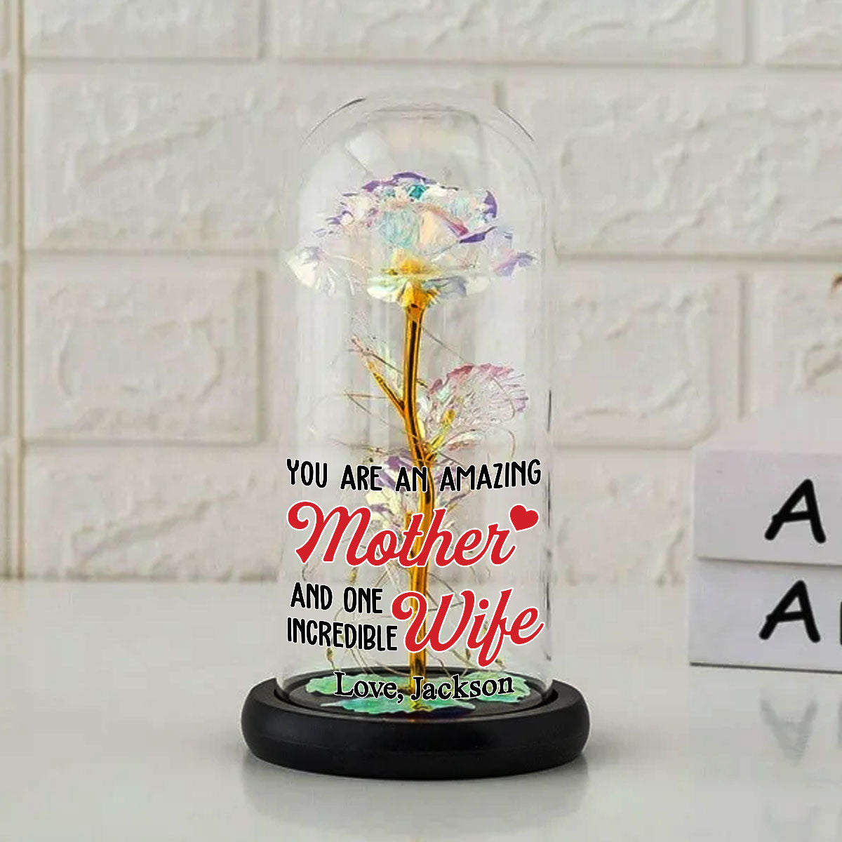 Amazing Mother - Personalized Sparkly Rose