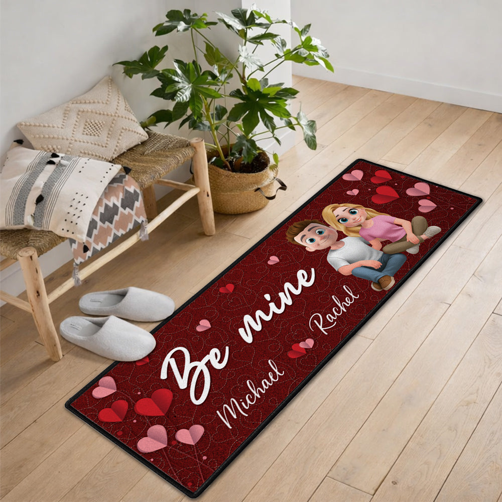 Custom Couple Rug, Anniversary Housewarming Gift For Wife Husband • Be Mine - Personalized Runner Rug