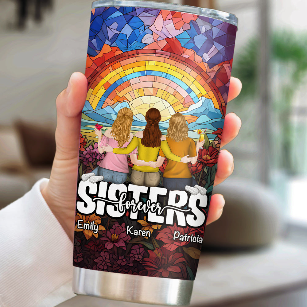 Custom Christmas Birthday Gifts For Best Friend • Besties Sitting Together - Personalized Tumbler