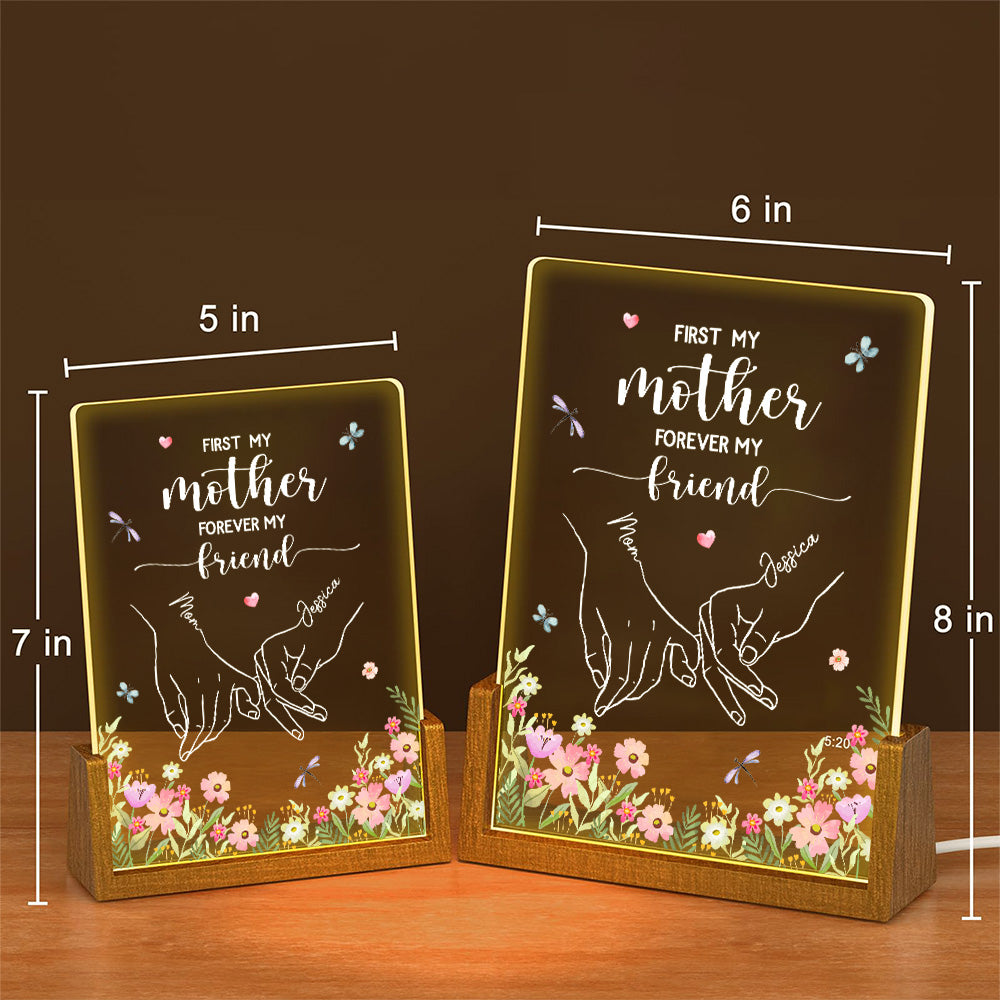 Custom Gift for Mom Grandma, Mother's Day Birthday • First My Mother Forever My Friend - Personalized Night Light