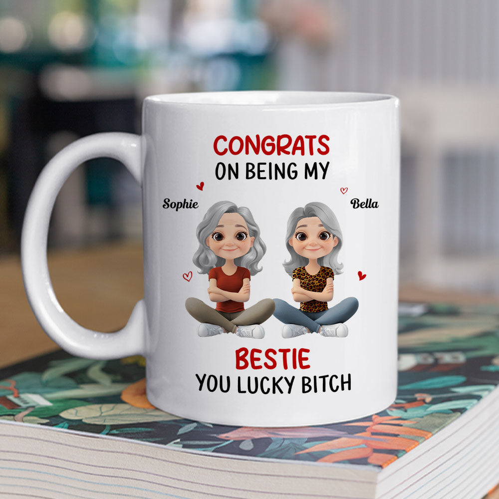 Custom Best Friend, Christmas & Birthday Friendship Keepsake Gift • Congrats My Bestie - Personalized Coffee Mug