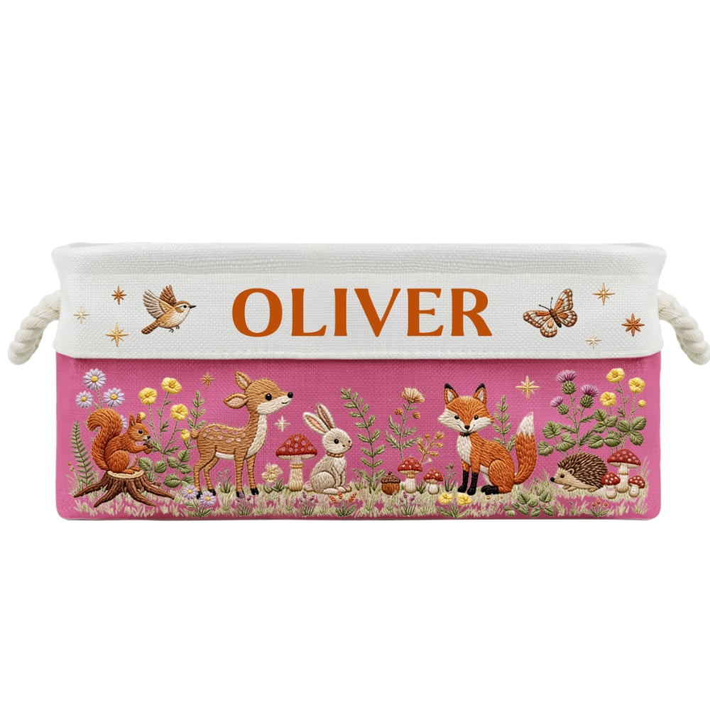 Floral Forest Animals 1 - Personalized Storage Basket