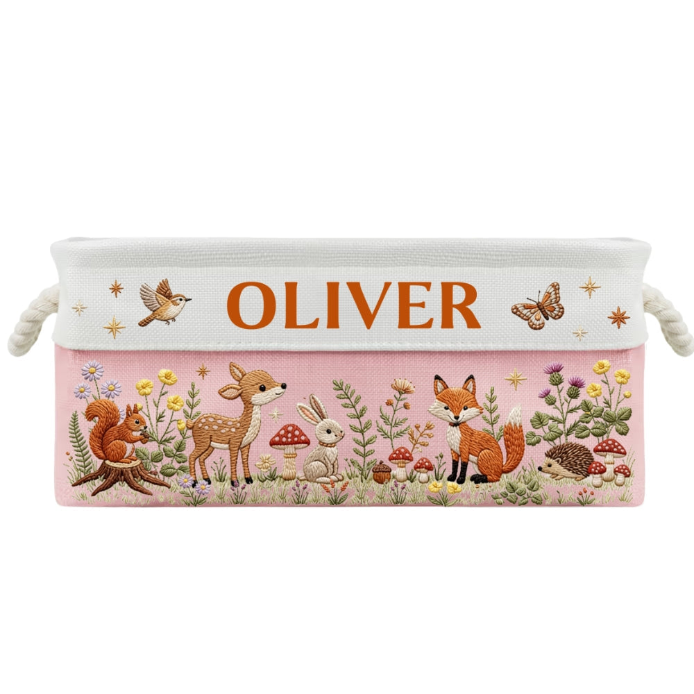Floral Forest Animals 1 - Personalized Storage Basket