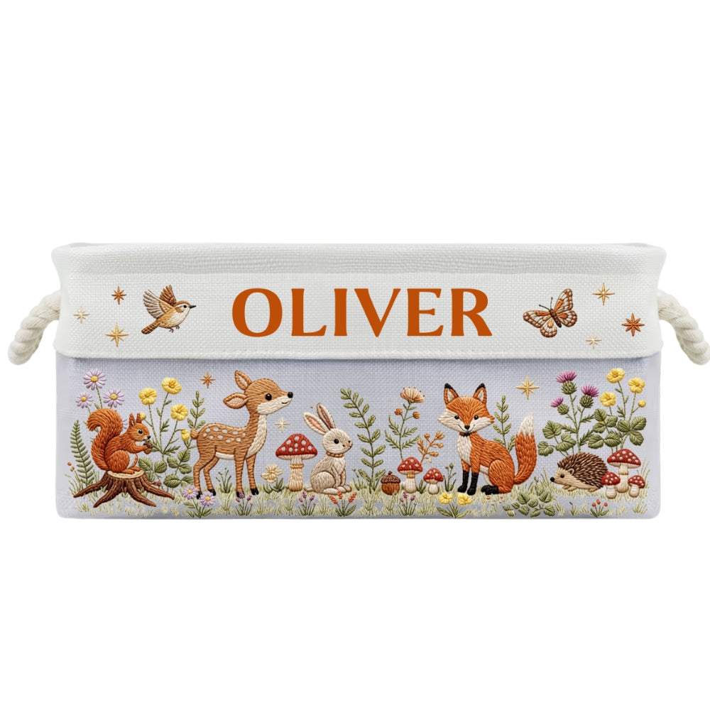 Floral Forest Animals 1 - Personalized Storage Basket