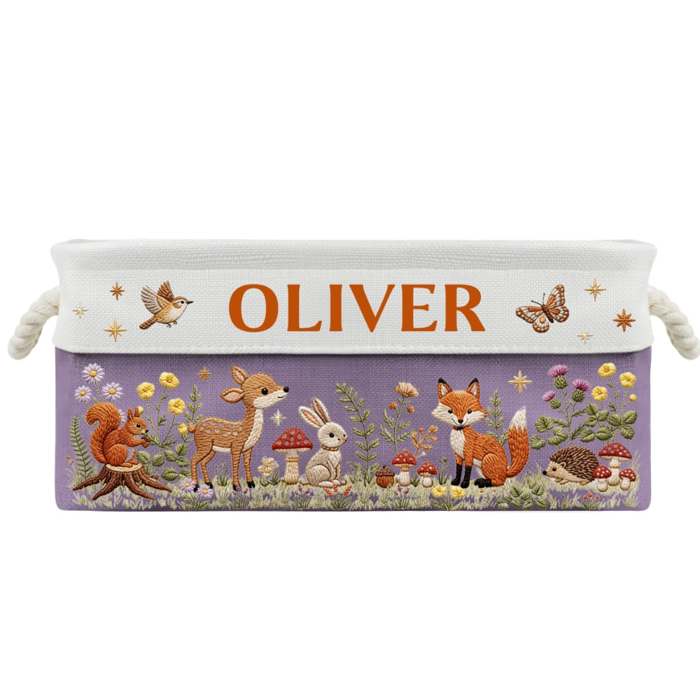 Floral Forest Animals 1 - Personalized Storage Basket